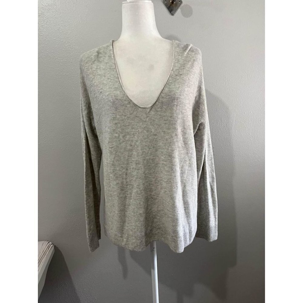 Madewell Merino wool Alpaca Blend v neck Sweater Heather Gray Size Large